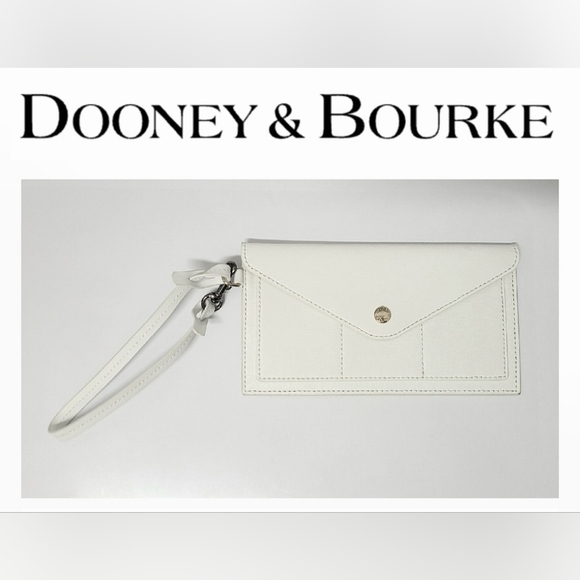 Dooney & Bourke Handbags - Dooney & Bourke Ashby Off White Saffiano Leather Envelope Pouch Wristlet